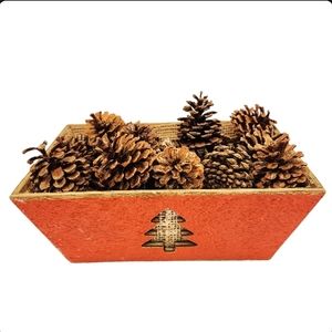 Tree Container with Pinecones Decor